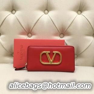 Low Price VALENTINO Origianl leather Zipped Wallet VG0088 red