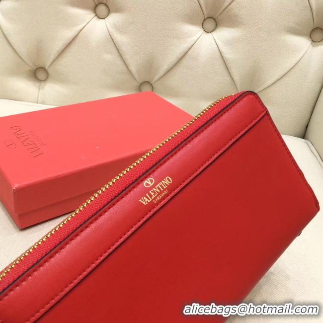 Low Price VALENTINO Origianl leather Zipped Wallet VG0088 red