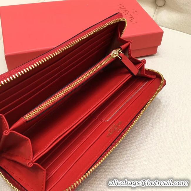 Low Price VALENTINO Origianl leather Zipped Wallet VG0088 red