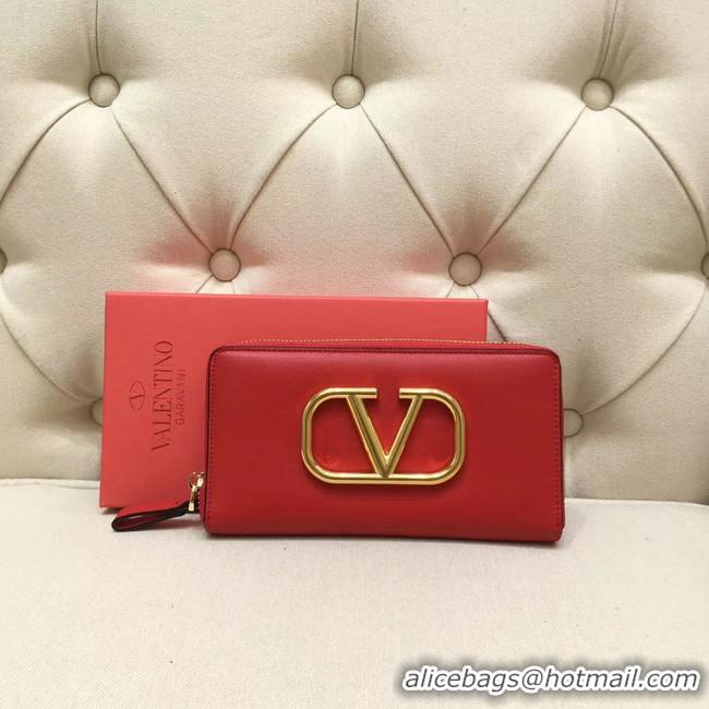 Low Price VALENTINO Origianl leather Zipped Wallet VG0088 red