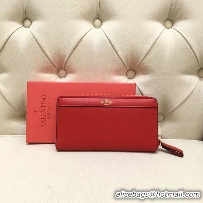 Low Price VALENTINO Origianl leather Zipped Wallet VG0088 red