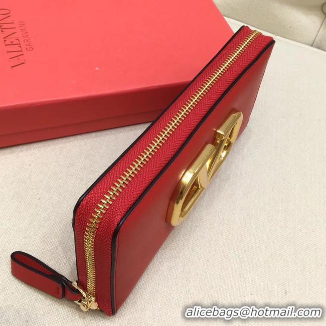 Low Price VALENTINO Origianl leather Zipped Wallet VG0088 red