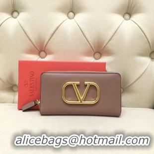 Cheapest VALENTINO Origianl leather Zipped Wallet VG0088 pink