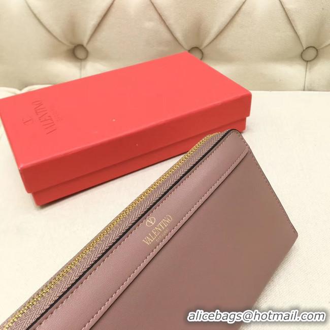 Cheapest VALENTINO Origianl leather Zipped Wallet VG0088 pink