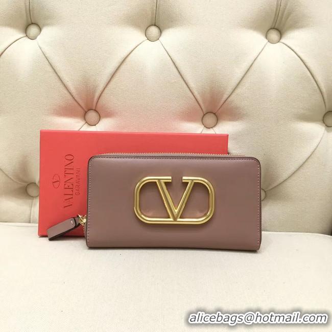 Cheapest VALENTINO Origianl leather Zipped Wallet VG0088 pink