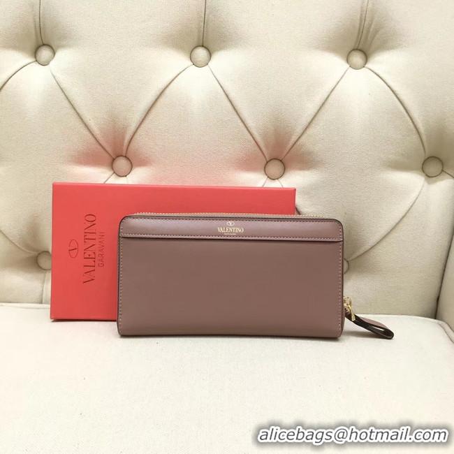 Cheapest VALENTINO Origianl leather Zipped Wallet VG0088 pink