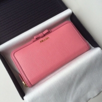 Unique Imitation Prada Leather Large Zippy Wallets 1ML506 pink