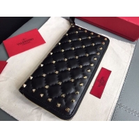 Famous Brand Valentino Garavani Rockstud leather wallet 01329 black