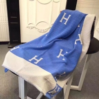 Classic Hot Design Hermes Lambswool & Cashmere Shawl & Blanket 71155 Blue