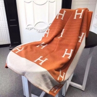 Duplicate Hermes Lambswool & Cashmere Shawl & Blanket 71155 Orange