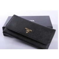 Hot Fashion Prada Saffiano Leather Bifond Wallet 1M11335 Black