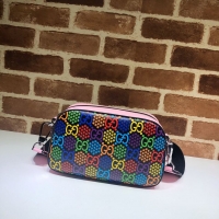 Luxury Discount Gucci GG Psychedelic Canvas Messenger Bag 574886 pink