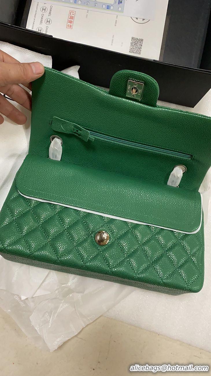 Luxury Chanel Pearl Caviar Calfskin Medium Classic Flap Bag A1112 Green