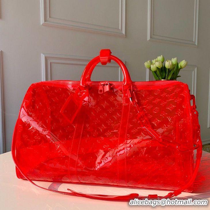 Imitation Louis Vuitton KEEPALL 50 Travel Bag with shoulder straps M53271 Red