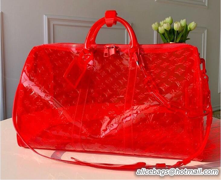 Imitation Louis Vuitton KEEPALL 50 Travel Bag with shoulder straps M53271 Red