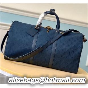 New Design Louis vuitton Original KEEPALL BANDOULIERE 50 M44644 Blue