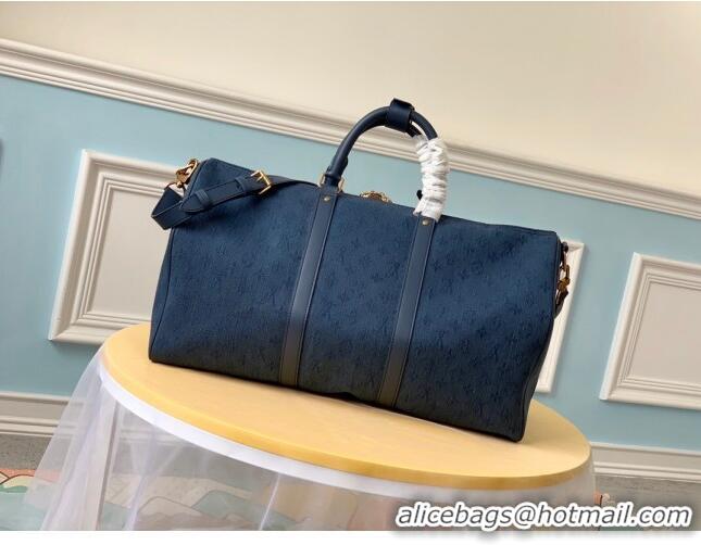 New Design Louis vuitton Original KEEPALL BANDOULIERE 50 M44644 Blue