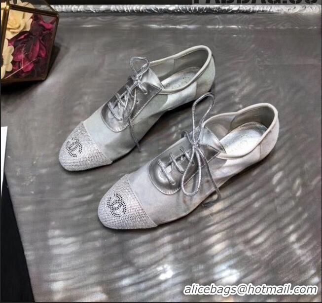 Cheapest Chanel Mesh Lace-up Shoes GG1719 Silver 2020