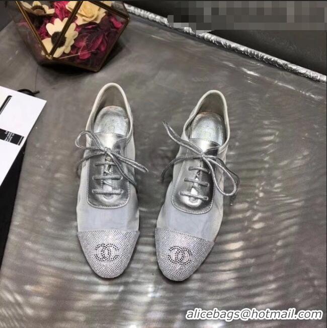 Cheapest Chanel Mesh Lace-up Shoes GG1719 Silver 2020