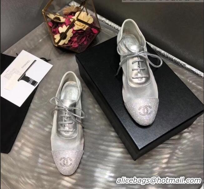 Cheapest Chanel Mesh Lace-up Shoes GG1719 Silver 2020