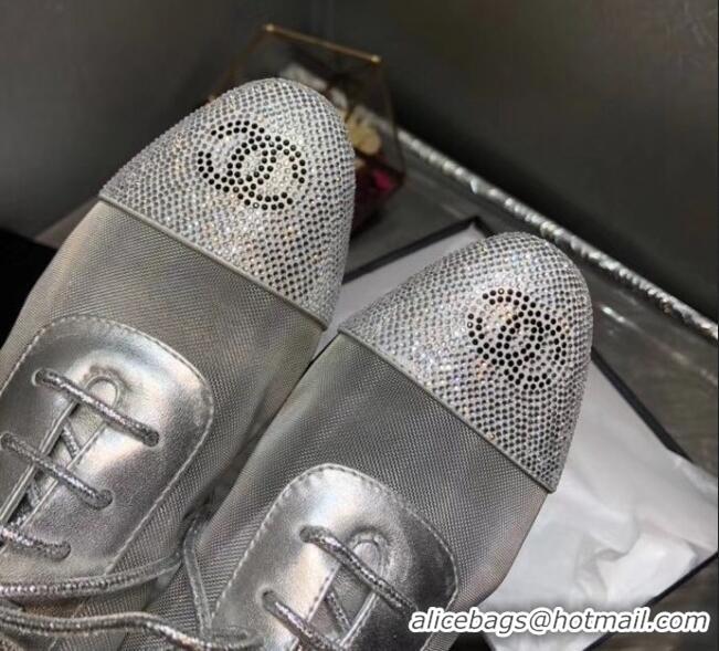 Cheapest Chanel Mesh Lace-up Shoes GG1719 Silver 2020