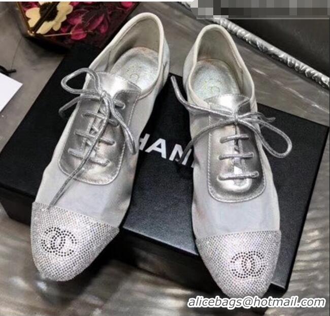 Cheapest Chanel Mesh Lace-up Shoes GG1719 Silver 2020