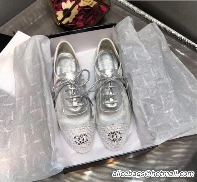 Cheapest Chanel Mesh Lace-up Shoes GG1719 Silver 2020