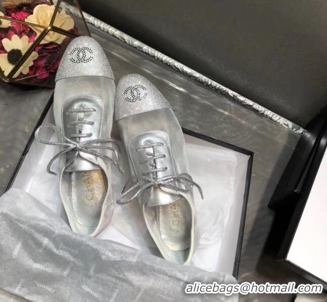 Cheapest Chanel Mesh Lace-up Shoes GG1719 Silver 2020