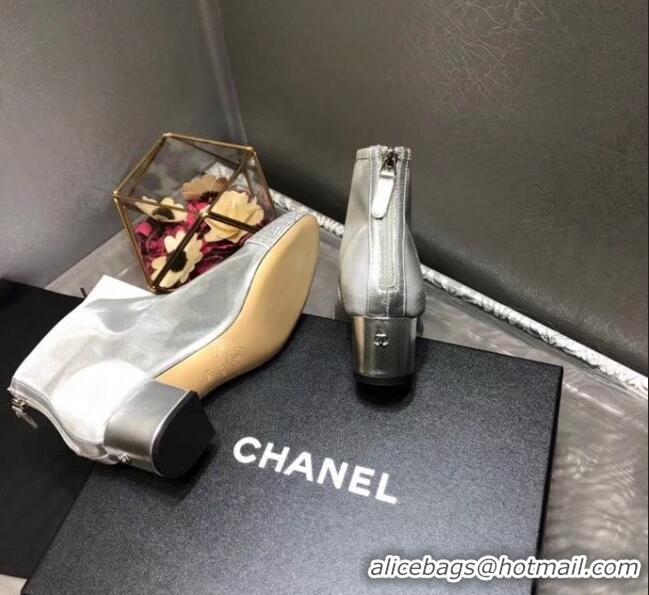 Buy Discount Chanel Mesh Short Boot G1720 Silver 2020