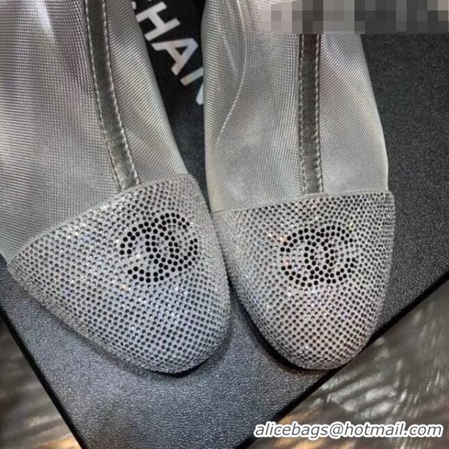 Buy Discount Chanel Mesh Short Boot G1720 Silver 2020