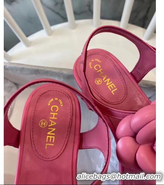 Buy Discount Chanel Lambskin Classic Camellia Thong Sandals BV2301 Pink 2020