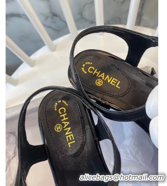 Imitation Chanel Lambskin Classic Camellia Thong Sandals BV2301 Black/White 2020