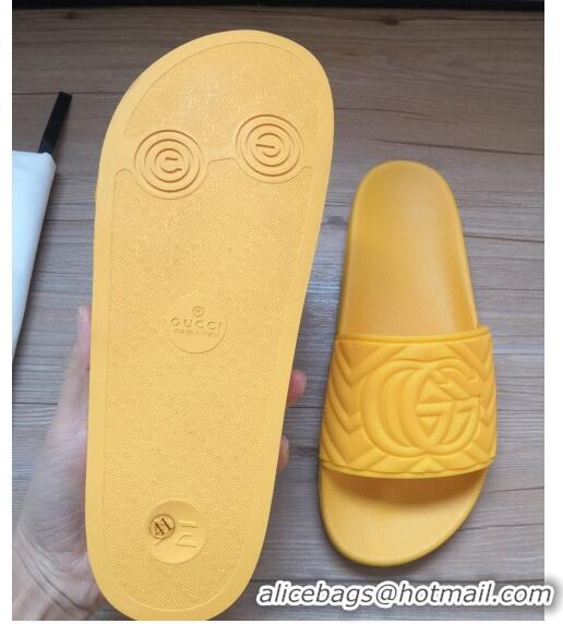 Faux Gucci Matelassé Rubber Flat Slide Sandals 602067 Yellow 2020 (For Women and Men)