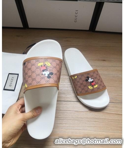 Low Cost Gucci GG Disney x Gucci Flat Slide Sandals ‎602075 White 2020 (For Women and Men)