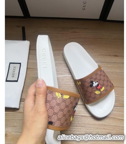 Low Cost Gucci GG Disney x Gucci Flat Slide Sandals ‎602075 White 2020 (For Women and Men)