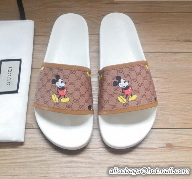 Low Cost Gucci GG Disney x Gucci Flat Slide Sandals ‎602075 White 2020 (For Women and Men)