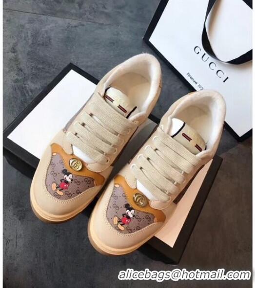 Gucci Screener GG Leather Gucci x Disney Sneakers GG1104 Yellow 2020