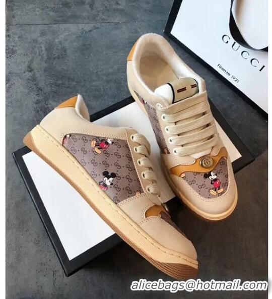 Gucci Screener GG Leather Gucci x Disney Sneakers GG1104 Yellow 2020