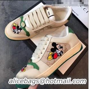 Imitation Gucci Screener GG Leather Gucci x Disney Sneakers GG1104 Green 2020