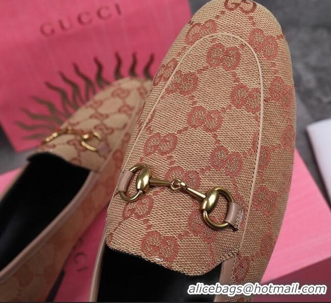 High Quality Gucci Jordaan Horsebit GG Canvas Flat Loafers GG3013 Beige/Grey 2020