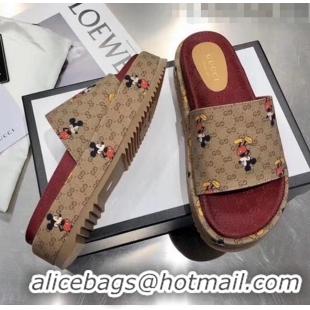 Faux Gucci Mickey & GG Canvas Platform Slide Sandal 573018 2019