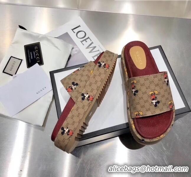 Faux Gucci Mickey & GG Canvas Platform Slide Sandal 573018 2019