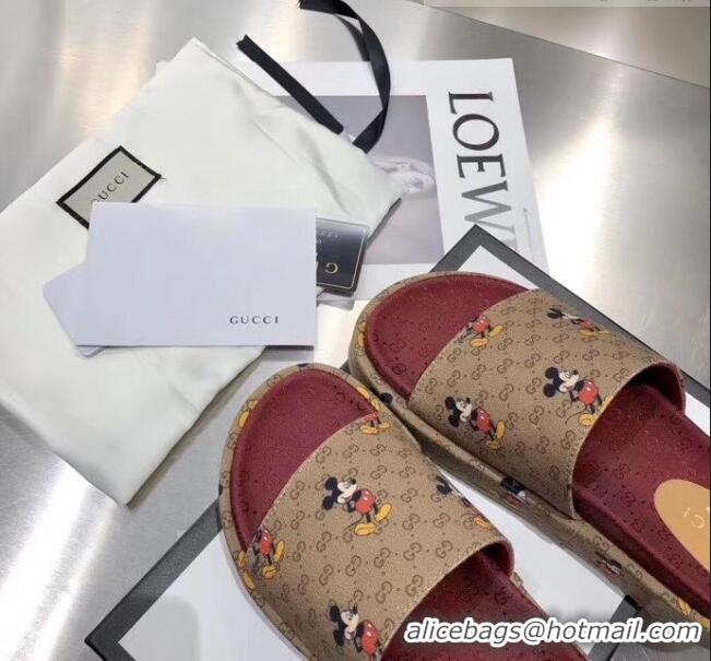 Faux Gucci Mickey & GG Canvas Platform Slide Sandal 573018 2019