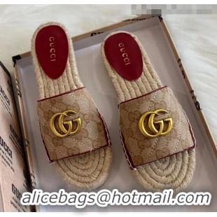 Duplicate Gucci GG Matelassé Canvas Espadrille Sandal GG1401 Beige/Burgundy