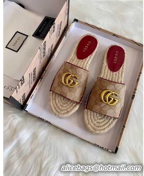 Duplicate Gucci GG Matelassé Canvas Espadrille Sandal GG1401 Beige/Burgundy