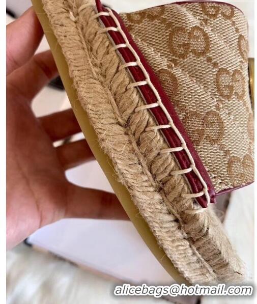 Duplicate Gucci GG Matelassé Canvas Espadrille Sandal GG1401 Beige/Burgundy