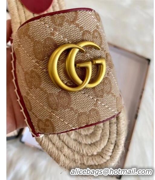 Duplicate Gucci GG Matelassé Canvas Espadrille Sandal GG1401 Beige/Burgundy