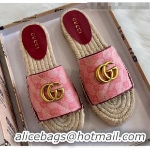 Buy Discount Gucci GG Matelassé Canvas Espadrille Sandal GG1402 Pink