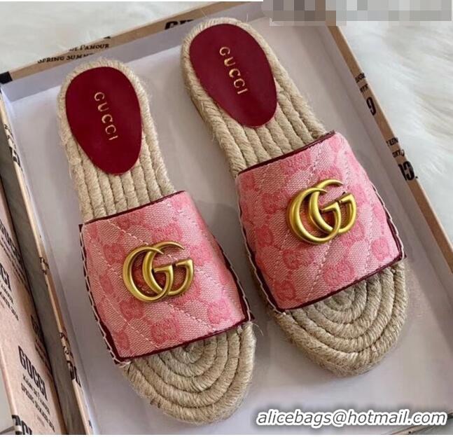 Buy Discount Gucci GG Matelassé Canvas Espadrille Sandal GG1402 Pink