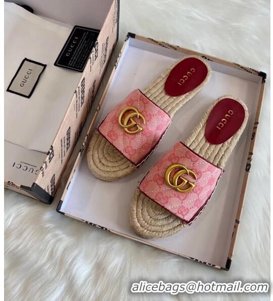 Buy Discount Gucci GG Matelassé Canvas Espadrille Sandal GG1402 Pink